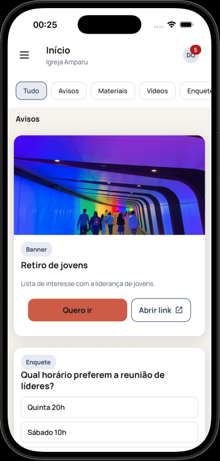 Início do App com comunicações